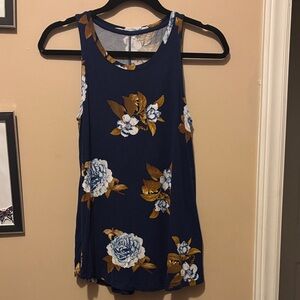 Apt. 9 Navy and Gold Floral Tank Top